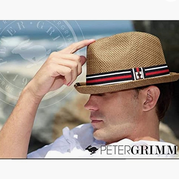 Peter Grimm Tan Fedora with Black and Red Band - Picture 1 of 14